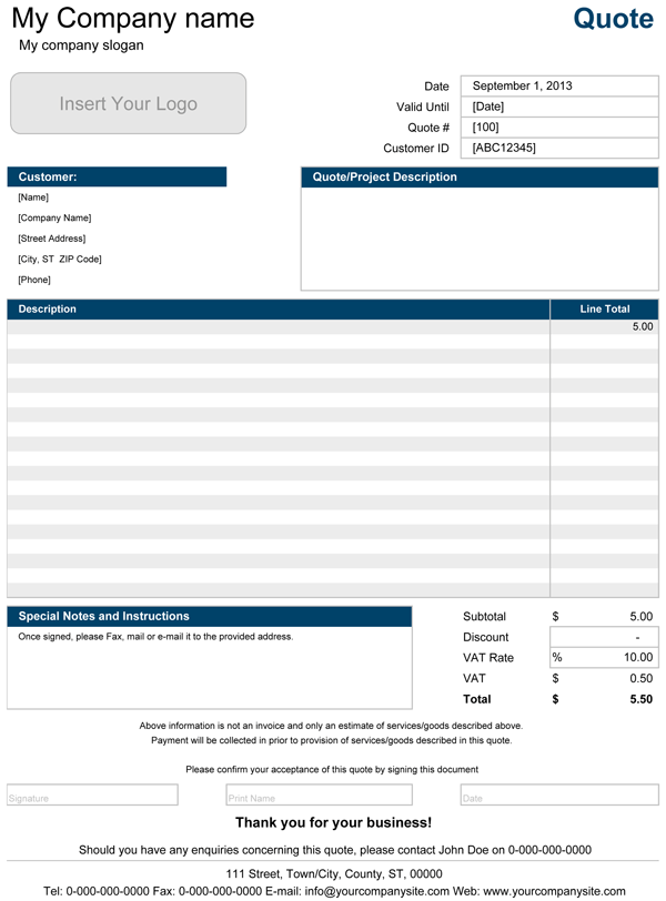 free quotation template Kleo.beachfix.co free quotation template Kleo.beachfix.co