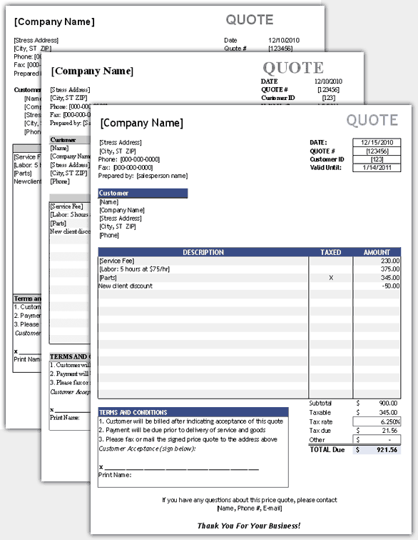 Quote Template | Free Price Quote Template for Excel Quote Template | Free Price Quote Template for Excel