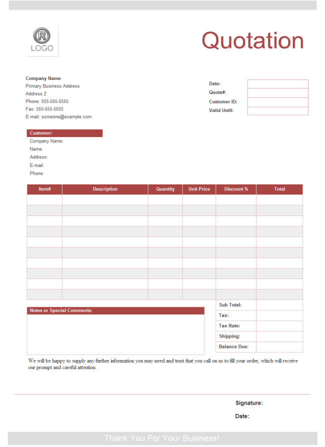 Quotation Form | Free Quotation Form Templates Quotation Form | Free Quotation Form Templates