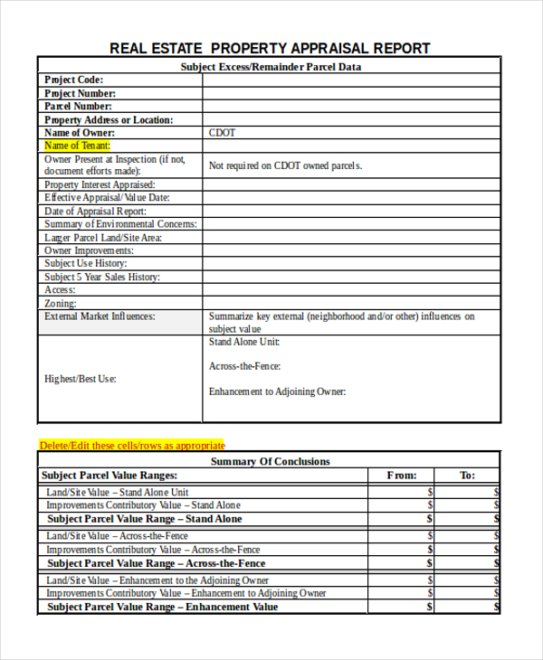 Sample Real Estate Appraisal Form 7+ Free Documents in Doc, PDF Sample Real Estate Appraisal Form 7+ Free Documents in Doc, PDF