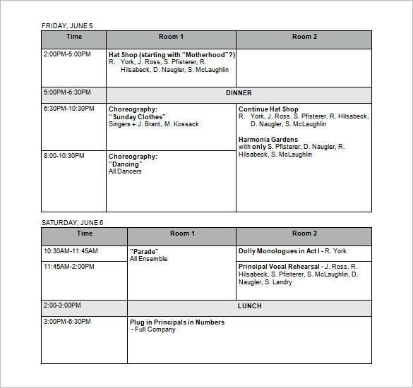 Rehearsal Schedule Templates – 13+ Free Word, Excel, PDF Format Rehearsal Schedule Templates – 13+ Free Word, Excel, PDF Format