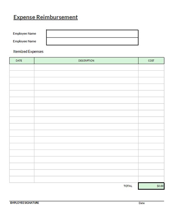 Free Expense Reimbursement Form for Excel Free Expense Reimbursement Form for Excel