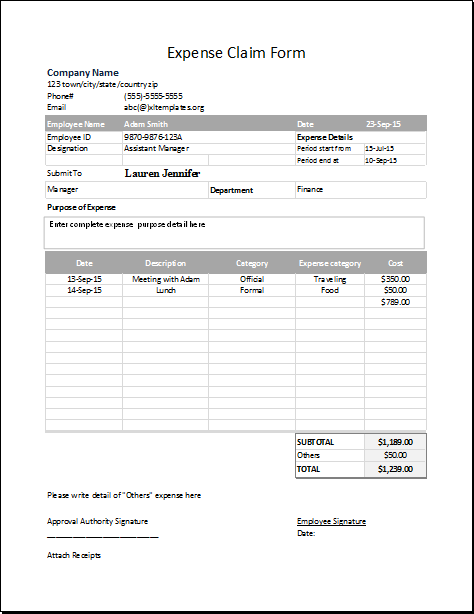 47 Reimbursement Form Templates [Mileage, Expense, VSP]