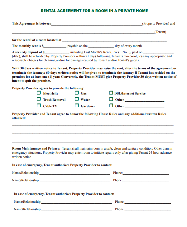 rental agreement for a room in a private home template sample room rental agreement for a room in a private home template sample room