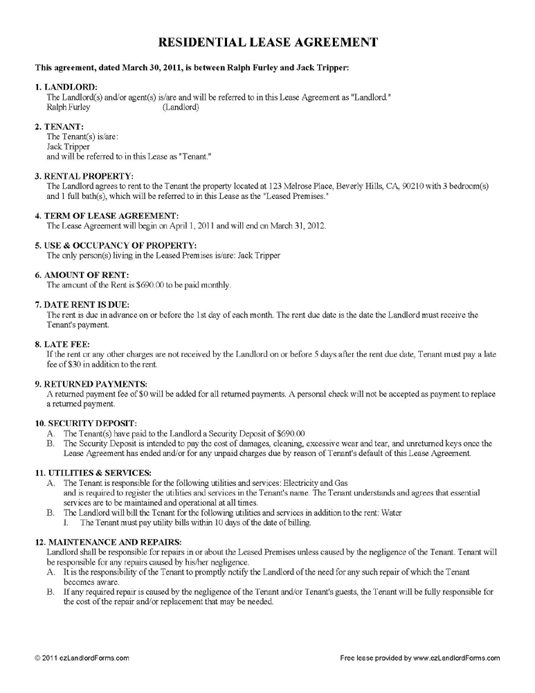 Free Lease & Rental Agreement Forms | EZ Landlord Forms Free Lease & Rental Agreement Forms | EZ Landlord Forms
