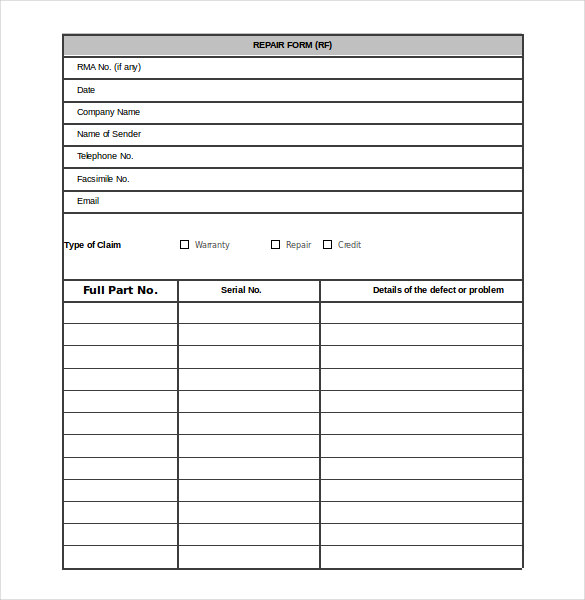 Repair Order Template – 13+ Free Excel, PDF Documents Download Repair Order Template – 13+ Free Excel, PDF Documents Download