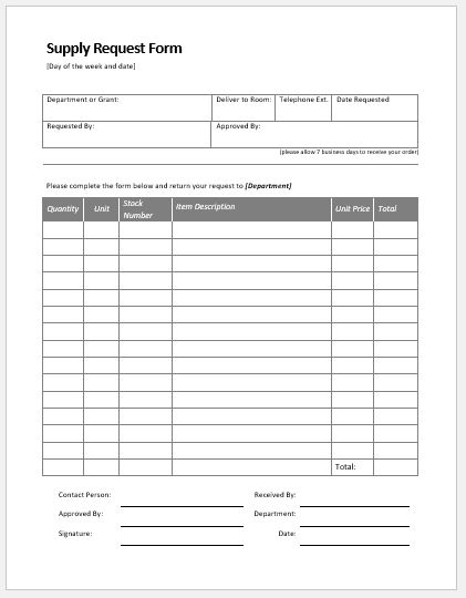 equipment request form template supply request form templates ms equipment request form template supply request form templates ms