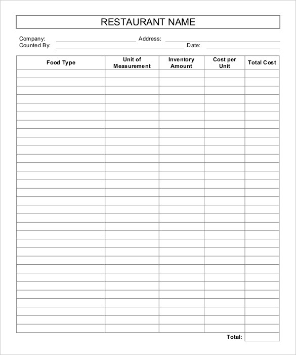 11+ Restaurant Inventory Templates – Free, Sample, Example, Format 11+ Restaurant Inventory Templates – Free, Sample, Example, Format