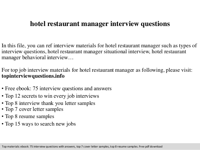 Hotel restaurant manager interview questions Hotel restaurant manager interview questions
