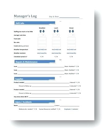 Restaurant Manager Log Book Template Images Of Tie Shift In Restaurant Manager Log Book Template Images Of Tie Shift In