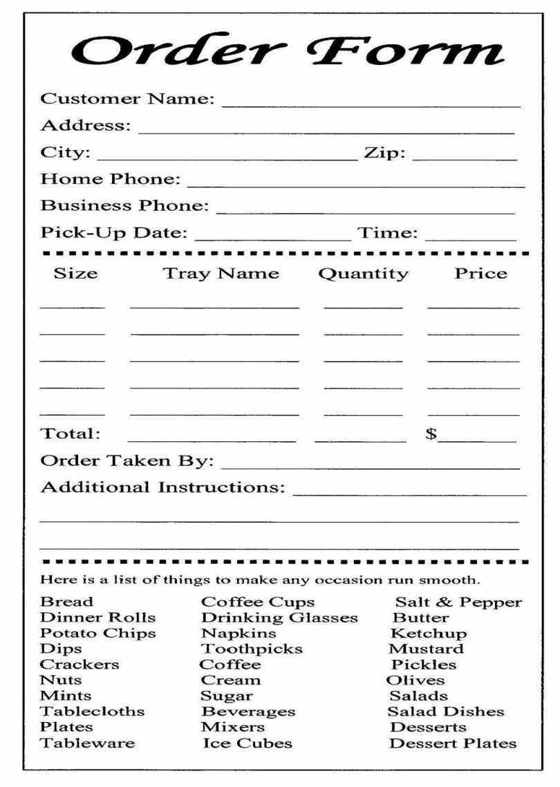 Restaurant Order Guide Form Restaurant Order Guide Form