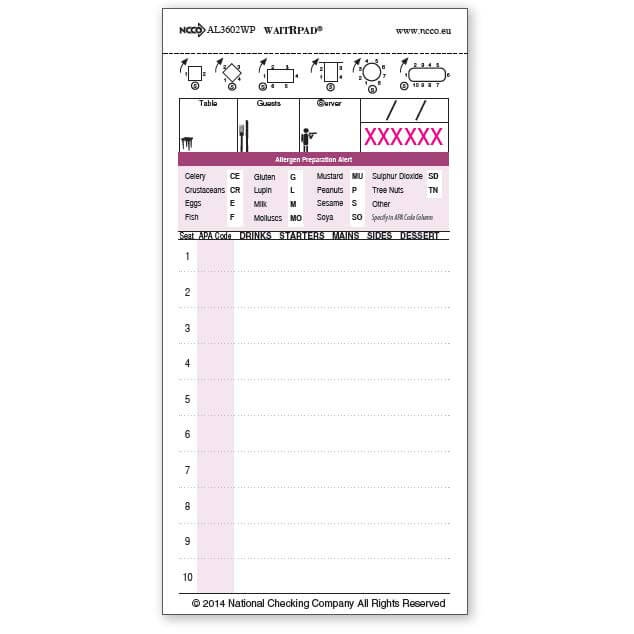 Grid Order Pad The Waiter Depot Grid Order Pad The Waiter Depot