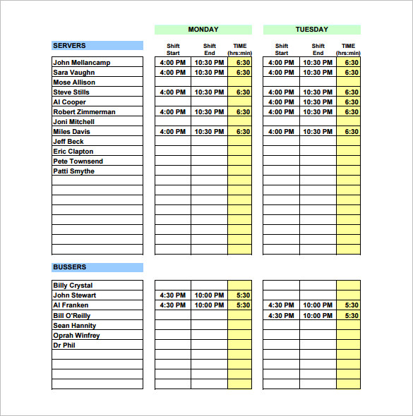 restaurant schedule template Boat.jeremyeaton.co restaurant schedule template Boat.jeremyeaton.co