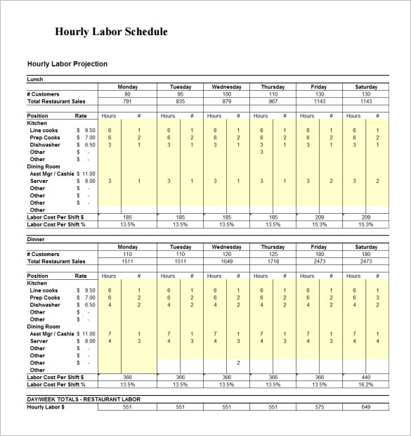 Restaurant Schedule Template 11+ Free Excel, Word Documents Restaurant Schedule Template 11+ Free Excel, Word Documents