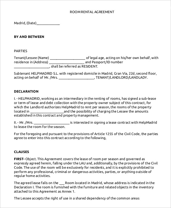 Rent A Room Lease Agreement Template emsec.info Rent A Room Lease Agreement Template emsec.info