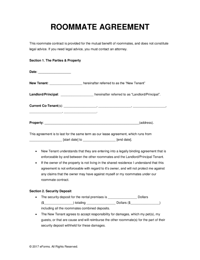 Free Roommate (Room Rental) Agreement Template PDF | Word Free Roommate (Room Rental) Agreement Template PDF | Word