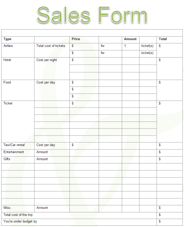 Sales Form Examples and Templates Sales Form Examples and Templates