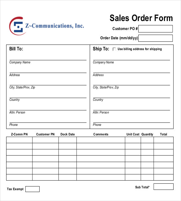 26+ Sales Order Templates – Free Sample, Example, Format Download 26+ Sales Order Templates – Free Sample, Example, Format Download