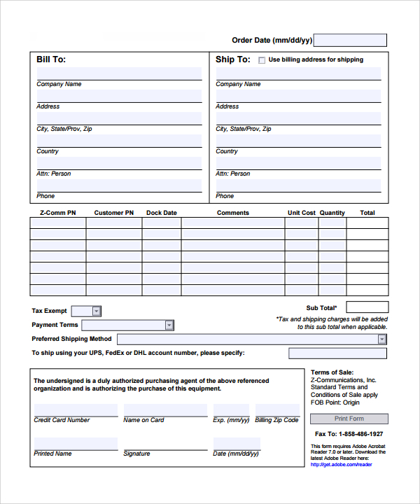 sample order forms Romeo.landinez.co sample order forms Romeo.landinez.co