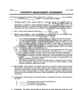 Property Management Agreement Template Property Management Agreement Template