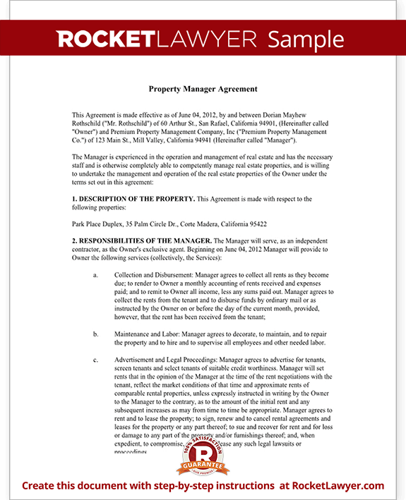 Property Management Agreement Template | Rocket Lawyer Property Management Agreement Template | Rocket Lawyer
