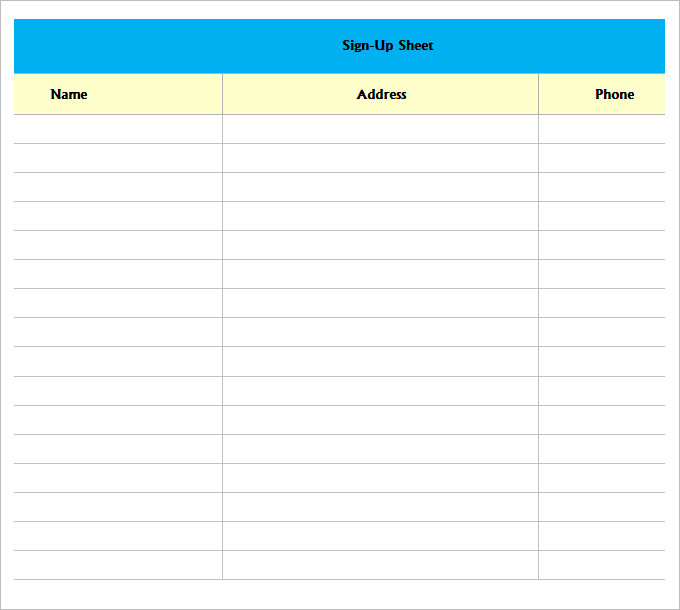 Sign Up Sheets 58+ Free Word, Excel, PDF Documents Download Sign Up Sheets 58+ Free Word, Excel, PDF Documents Download