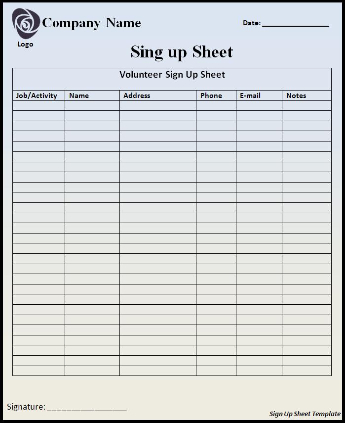 Sign Up Sheets Potluck Sign Up Sheet Sign Up Sheets Potluck Sign Up Sheet