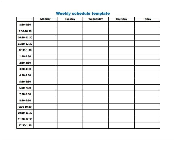 Free Weekly Schedule Templates for PDF 18 templates Free Weekly Schedule Templates for PDF 18 templates