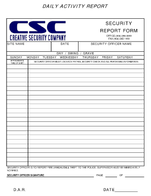 security guard daily activity report sample | Security Templetes security guard daily activity report sample | Security Templetes