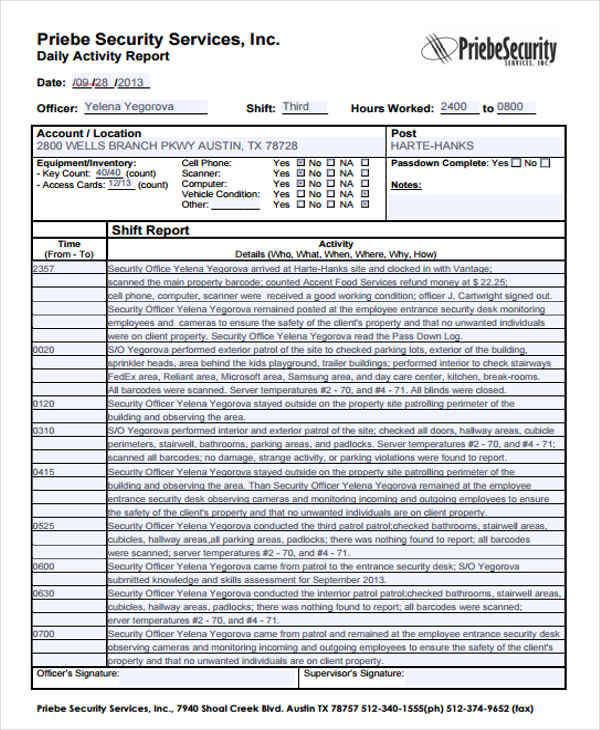 security daily activity report template April.onthemarch.co security daily activity report template April.onthemarch.co