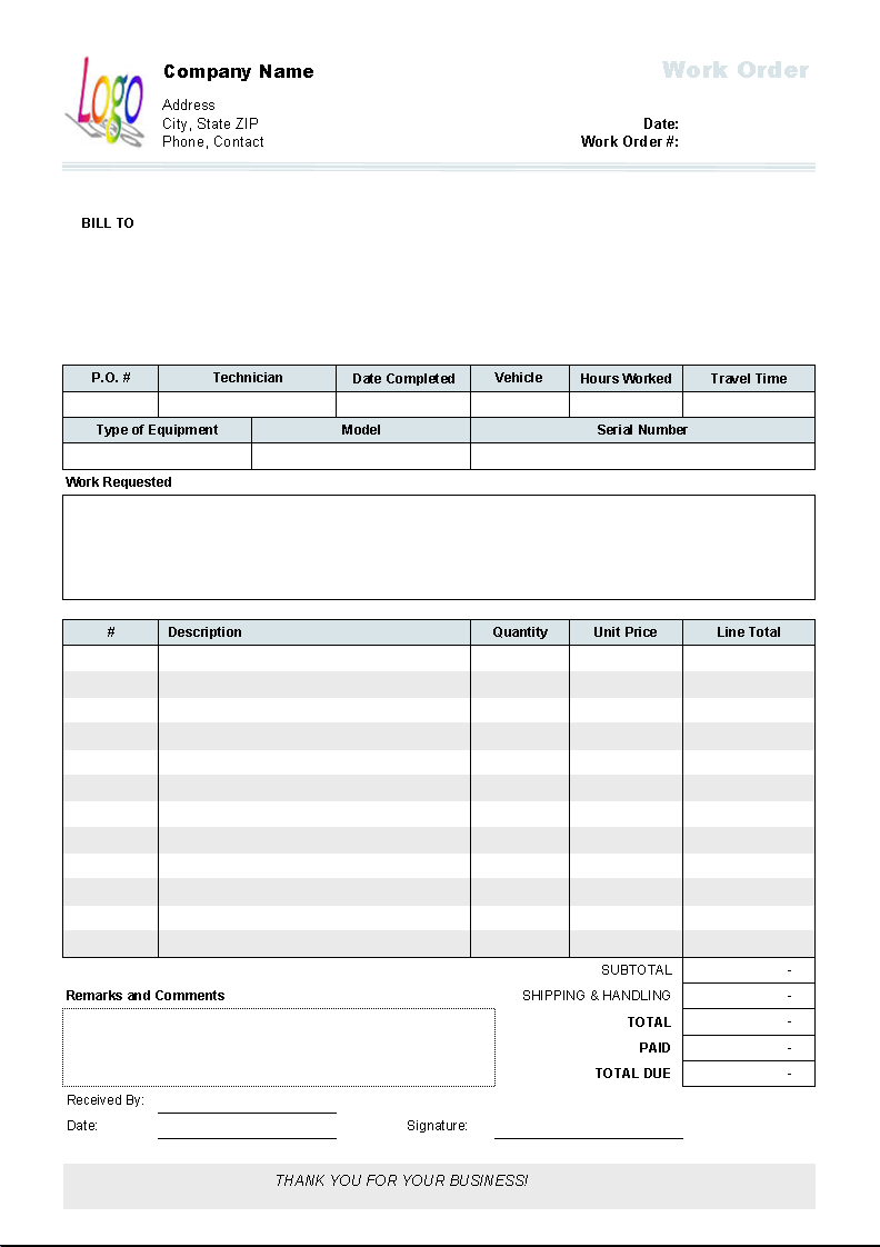 Work Order | Service Order Templates Work Order | Service Order Templates