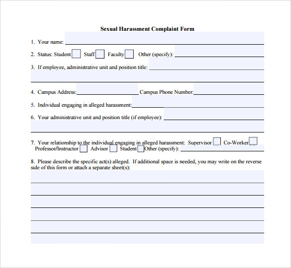 Sexual Harassment Complaint Template Sexual Harassment Complaint Template