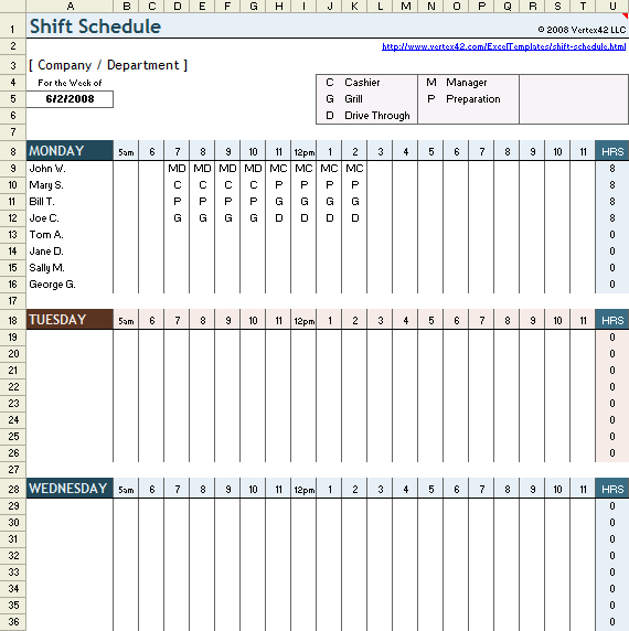 Free Employee Shift Schedule Template for Excel Free Employee Shift Schedule Template for Excel