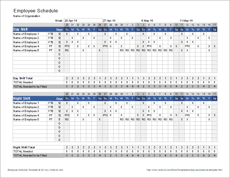 Employee Schedule Template | Shift Scheduler Employee Schedule Template | Shift Scheduler