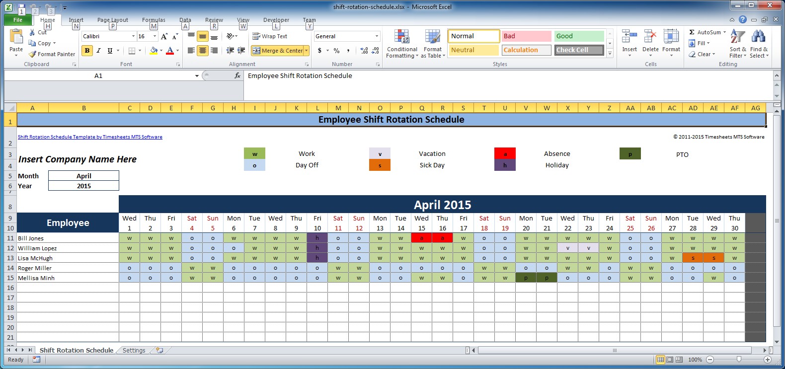 Free Employee Shift Schedule Template for Excel Free Employee Shift Schedule Template for Excel