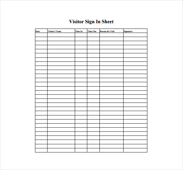 Printable Sign In Sheet | Visitor, Class, and Meeting Sign In Sheets Printable Sign In Sheet | Visitor, Class, and Meeting Sign In Sheets