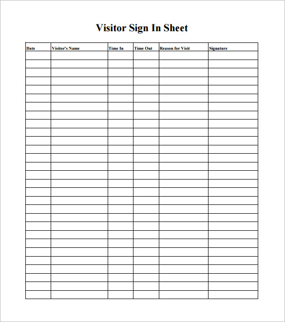Free Sign in / Sign up Sheet Templates Word | PDF | eForms Free Sign in / Sign up Sheet Templates Word | PDF | eForms