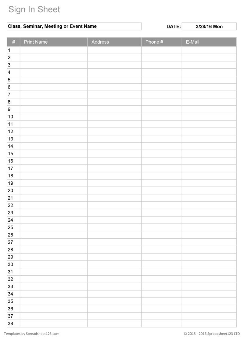 Printable Sign In Sheet | Visitor, Class, and Meeting Sign In Sheets Printable Sign In Sheet | Visitor, Class, and Meeting Sign In Sheets