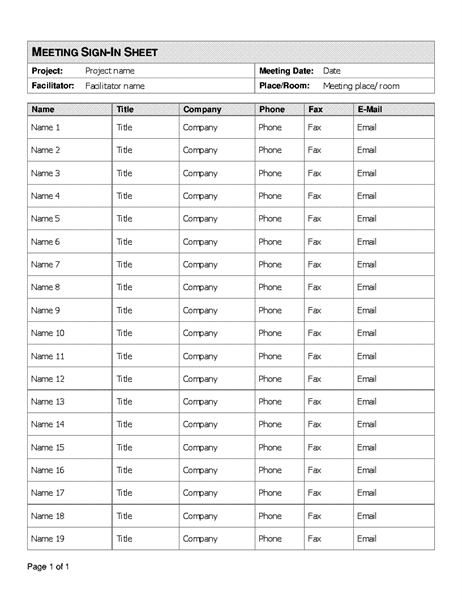 Printable Sign In Sheet | Visitor, Class, and Meeting Sign In Sheets Printable Sign In Sheet | Visitor, Class, and Meeting Sign In Sheets