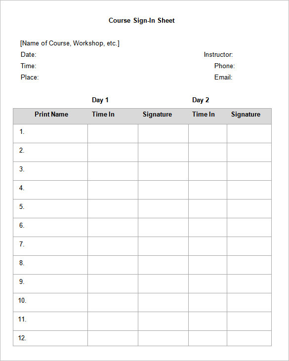 Printable Sign In Sheet | Visitor, Class, and Meeting Sign In Sheets Printable Sign In Sheet | Visitor, Class, and Meeting Sign In Sheets