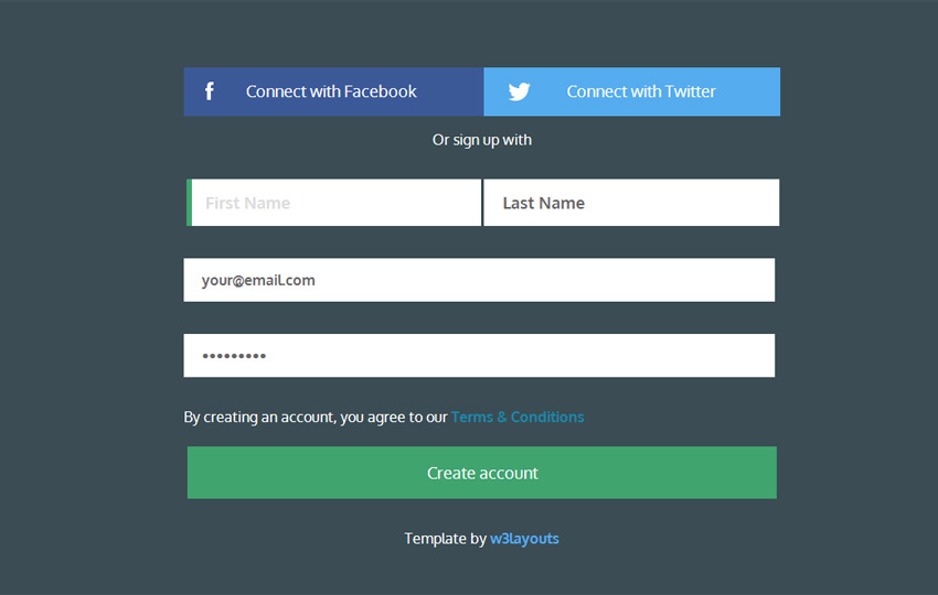 Signup Form Flat Template by w3layouts Signup Form Flat Template by w3layouts