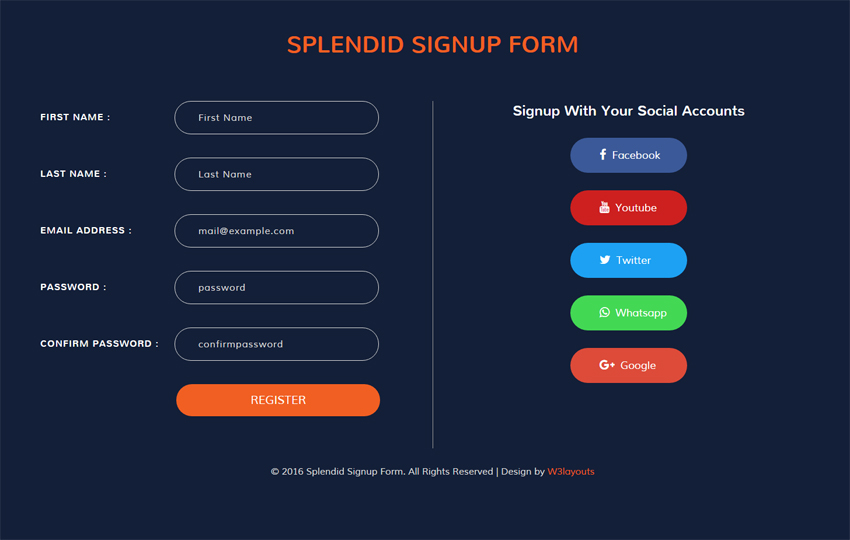 Splendid Signup Form Flat Responsive widget Template Splendid Signup Form Flat Responsive widget Template