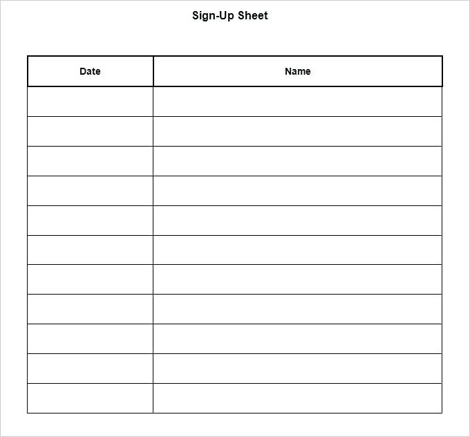 sample sign up sheet template sample sign up sheet template