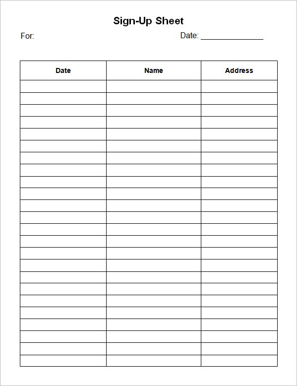 Sign Up Sheets Potluck Sign Up Sheet Sign Up Sheets Potluck Sign Up Sheet