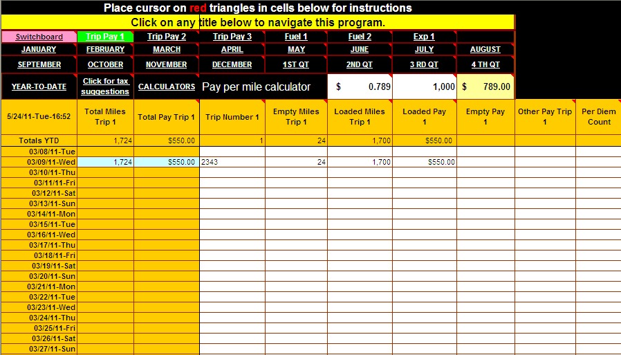 Truck driver accounting software spreadsheet program from Truck driver accounting software spreadsheet program from