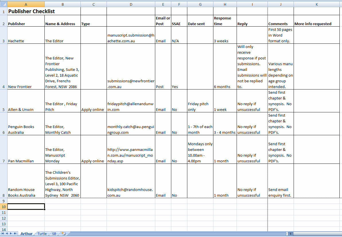 Submission Tracker Received Template Submission Tracker Received Template