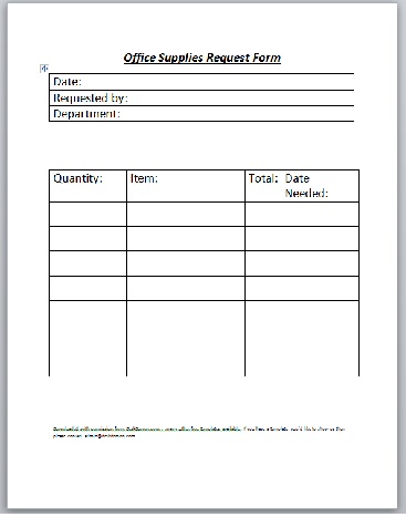 Office Supplies Request Form Template Office Supplies Request Form Template