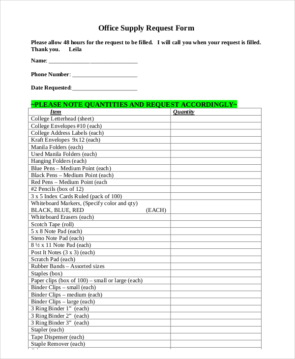 Classroom Supply Request Form For Parents Classroom Supply Request Form For Parents