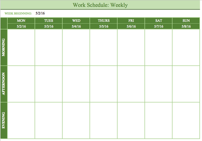 Free Work Schedule Templates for Word and Excel Free Work Schedule Templates for Word and Excel