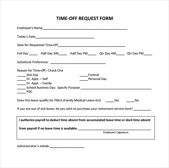 24 Time Off Request Forms to Download | Sample Templates 24 Time Off Request Forms to Download | Sample Templates